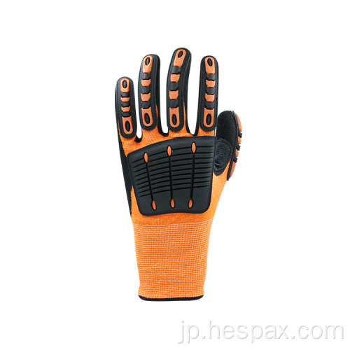 Hespax anti Cut Hppe Safety Rubber Gloves Anti-Impact